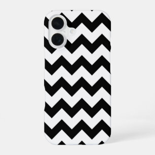 Coque iPhone 16 Impression Chevron partout en noir et blanc en Zig