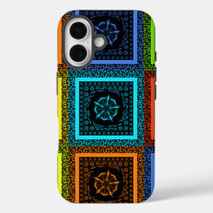 Coque iPhone 16 Impression d'art à motif à carreaux africain