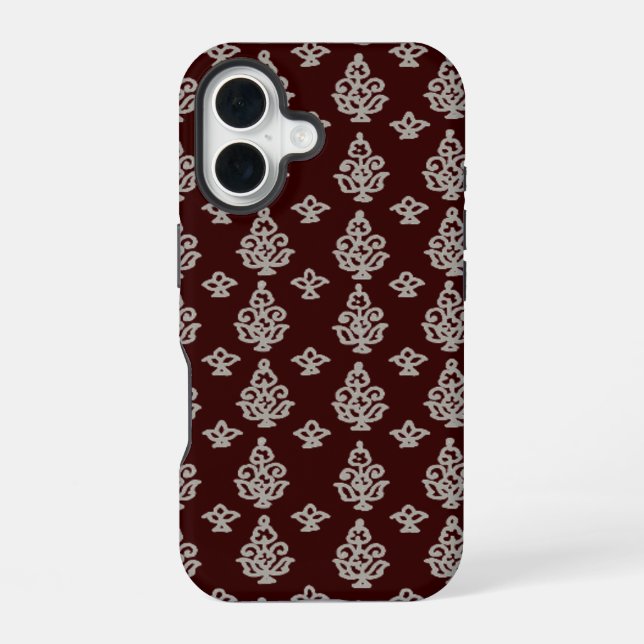 Coque iPhone 16 Impression de bloc Boho Inde (Verso)