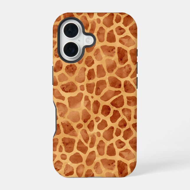 Coque iPhone 16 Impression de girafe à l'aquarelle (Verso)
