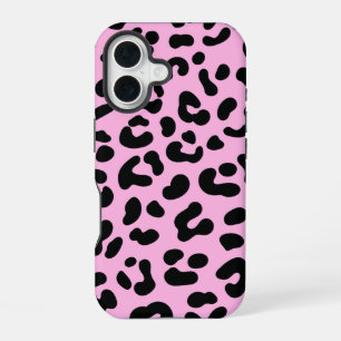 Coque iPhone 16 Impression de léopard rose pastel