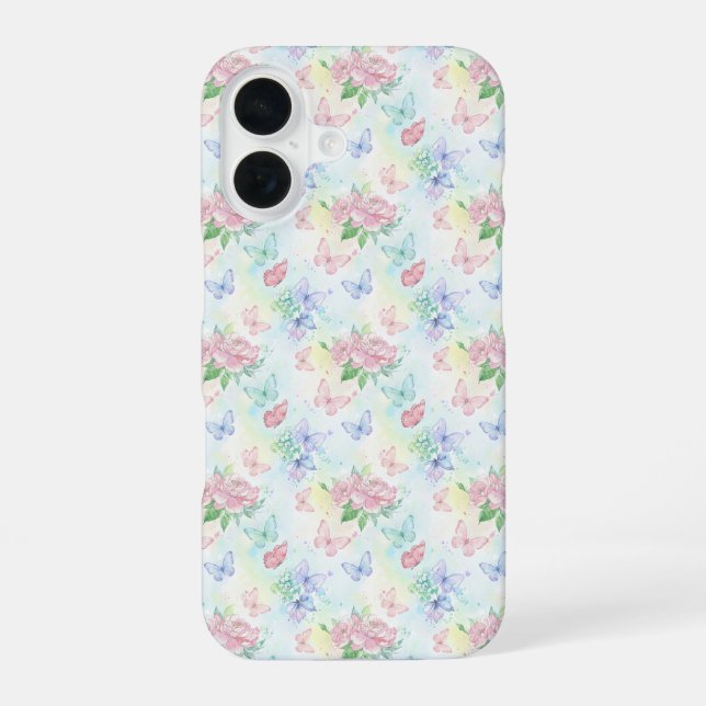 Coque iPhone 16 Impression sans couture de papillon élégant (Verso)