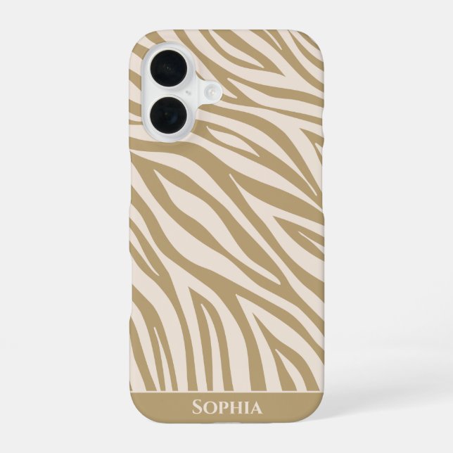 Coque iPhone 16 Impression Zèbre-Beige- (Verso)