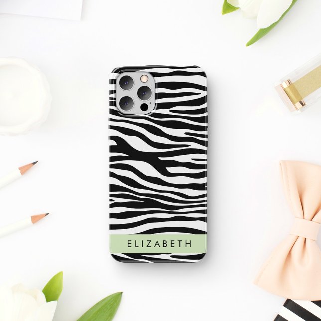 Coque iPhone 16 Impression Zèbre, Rayures, Noir Et Blanc, Votre No (Créateur téléchargé)