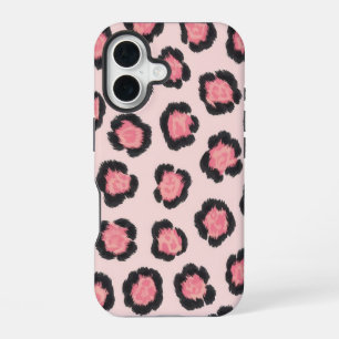Coque iPhone 16 Imprimé léopard rose chic 