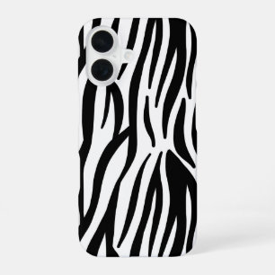Coque iPhone 16 imprimé zèbre noir et blanc chic féminin élégant