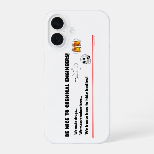Coque iPhone 16 Ingénieur chimiste drôle — Soyez gentil avec les C (Verso)