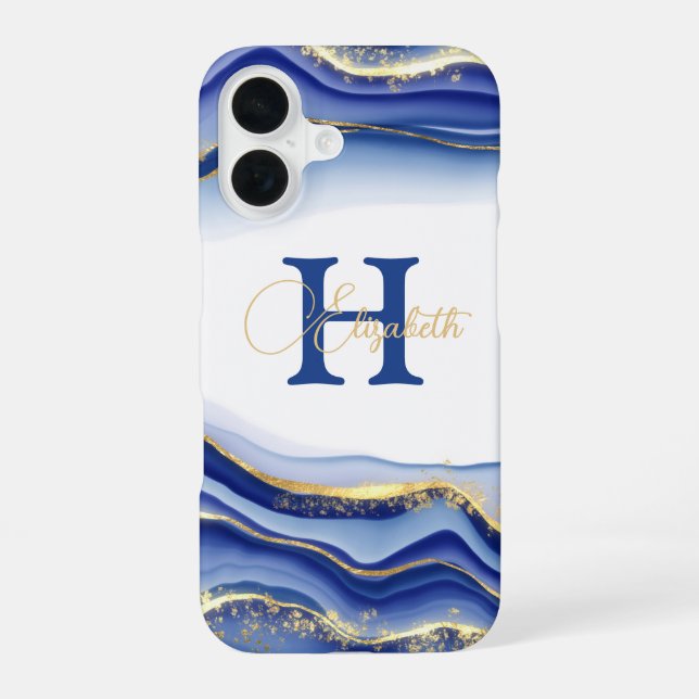Coque iPhone 16 Initiale du nom de monogramme à l'encre d'alcool O (Verso)