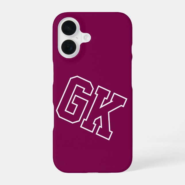 Coque iPhone 16 Initiales de monogramme universitaire de vin de co (Verso)