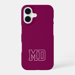 Coque iPhone 16 Initiales de monogramme universitaire de vin de co