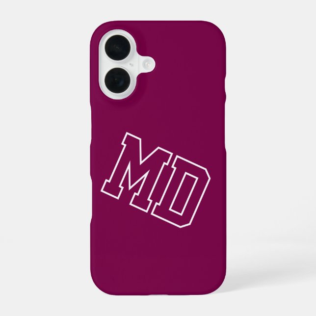 Coque iPhone 16 Initiales de monogramme universitaire de vin de co (Verso)
