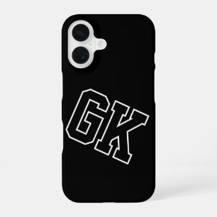 Coque iPhone 16 Initiales Monogramme Universitaire Noir Blanc