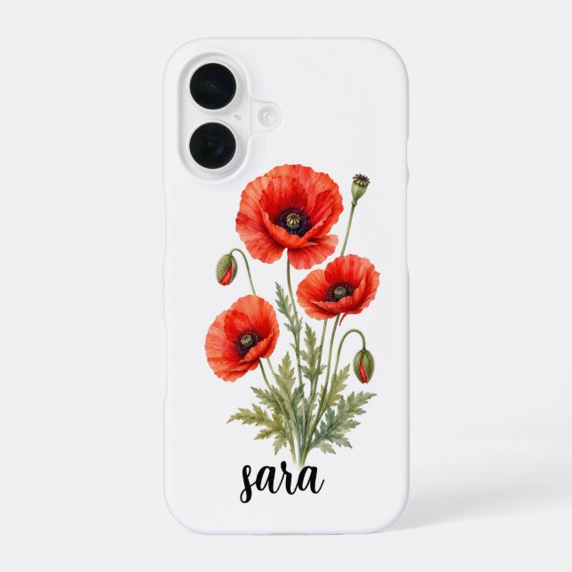 Coque iPhone 16 iPhone 16 à motif floral mignon (Verso)