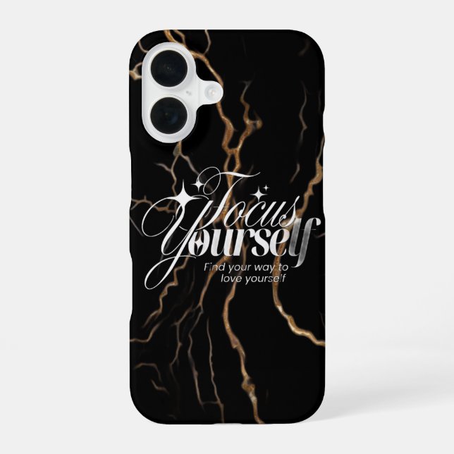 Coque iPhone 16 iPhone 16 Black Gold Marble Motivational Case  (Verso)