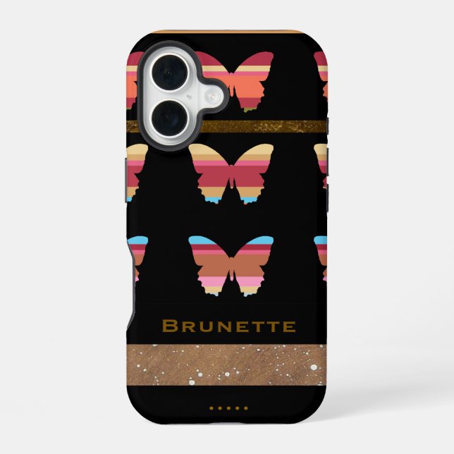 Coque iPhone 16 iPhone 7 avec papillons rayés (Verso)
