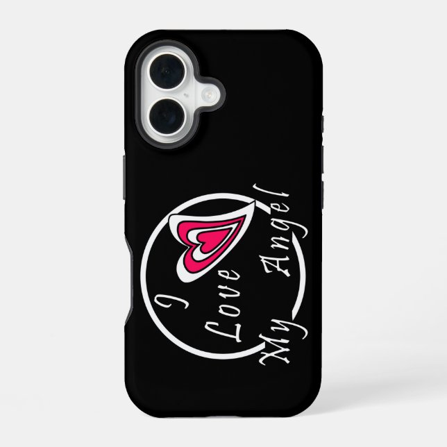 Coque iPhone 16 J'aime mon Ange   (Verso)