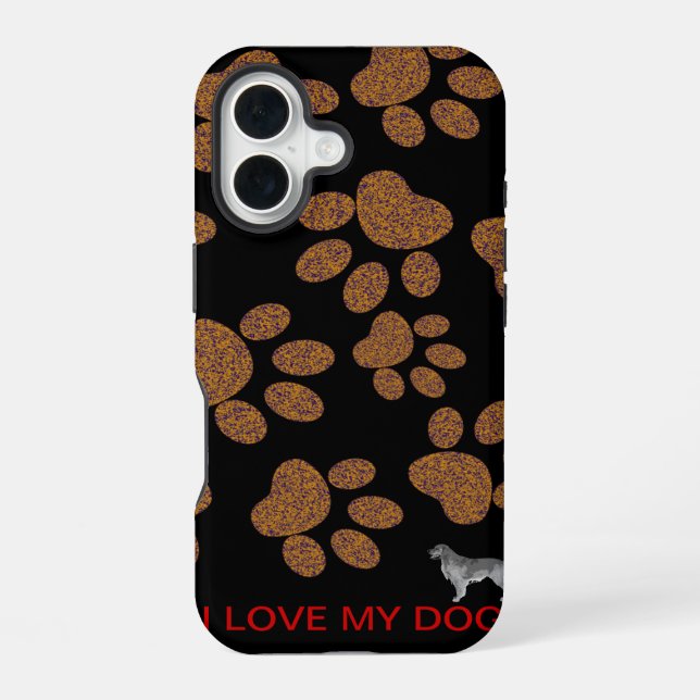 Coque iPhone 16 J'aime mon chien (Verso)