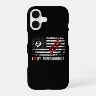 Coque iPhone 16 J'aime mon Sheepadoodle Cadeau de propriétaire de