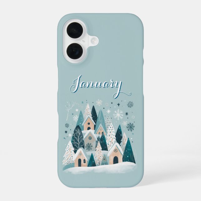 Coque iPhone 16 January Winter Village (Verso)