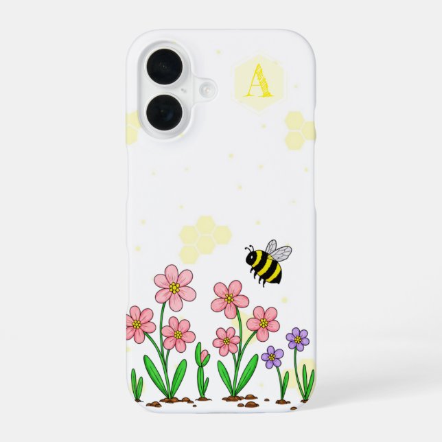 Coque iPhone 16 Jardin Abeille Heureuse (Verso)