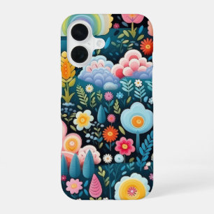 Coque iPhone 16 Jardin Arc-en-Ciel Fantaisiste Motif Floral Fantas