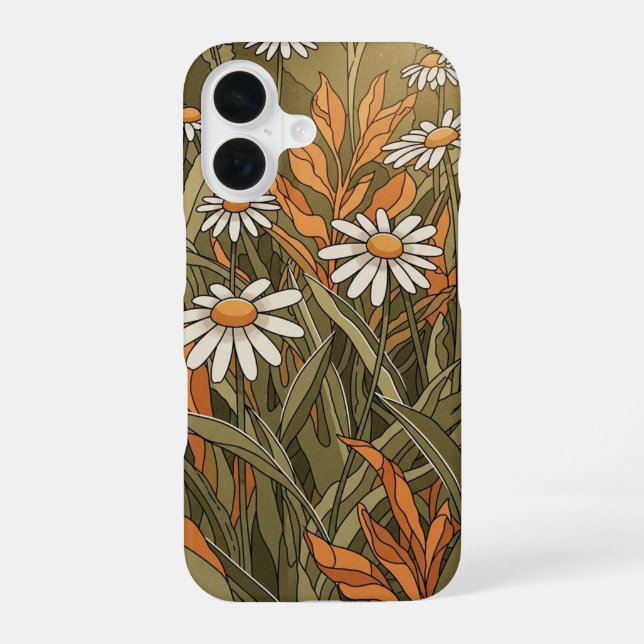 Coque iPhone 16 Jardin de marguerites vintage (Verso)