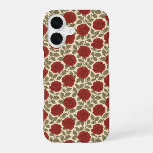 Coque iPhone 16 Jardin victorien Rose Vintage Rose rouge Floral