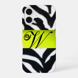 Coque iPhone 16 JAUNE BLACK ZEBRA FUR MONOGRAM, Topaz