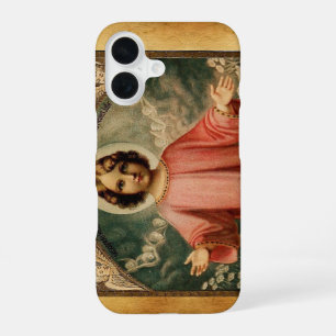 Coque iPhone 16 JÉSUS ENFANT AUX ANGES, Parchemin Brown