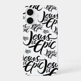 Coque iPhone 16 Jésus est ÉPIQUE - Lettering Calligraphie chrétien