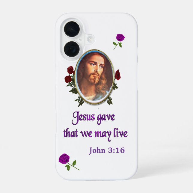 Coque iPhone 16 Jésus Jean 3:16 (Verso)