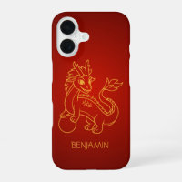 Jeune dragon chinois sur fond rouge