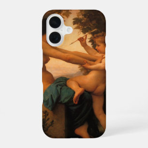 Coque iPhone 16 Jeune Fille se défendant contre Cupidon par Bougue