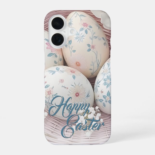 Coque iPhone 16 Joie de Pâques douce avec Motif Floral (Verso)