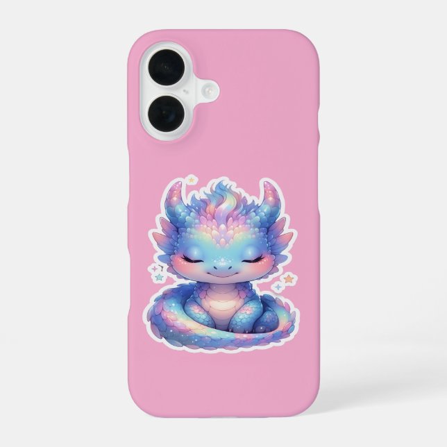 Coque iPhone 16 Joli bébé dragon pastel  (Verso)