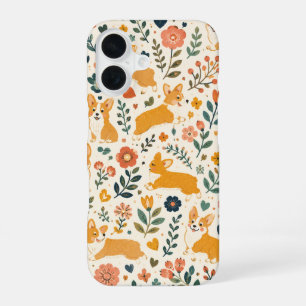 Coque iPhone 16 Joli chien folk art fantaisiste à la main 