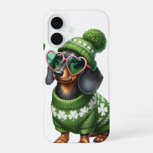 COQUE iPhone 16 JOLI CHIEN SAUCISSON HABILLÉ EN VÊTEMENTS IRLANDAI