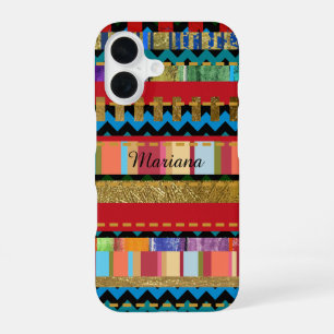 Coque iPhone 16 joli iPhone-6 avec motif rayures colorées