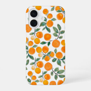 Coque iPhone 16 Joli motif botanique d'orange de citrus à l'aquare