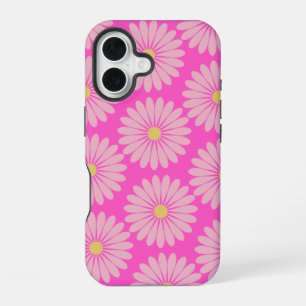 Coque iPhone 16 Joli motif floral scandinave rétro en rose