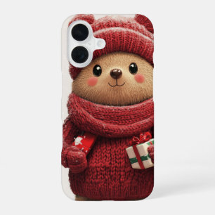 Coque iPhone 16 Joli ours d'hiver Noël