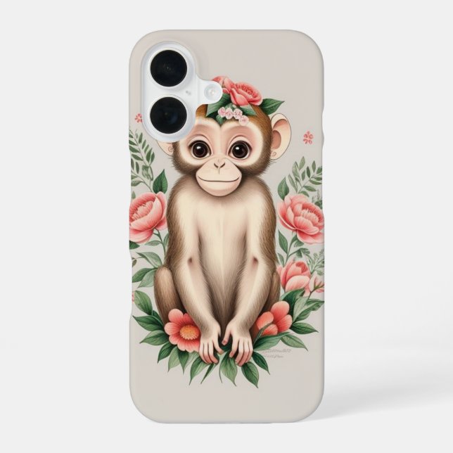 Coque iPhone 16 Joli Singe Brun  (Verso)