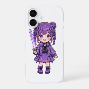 Coque iPhone 16 Joli T-Shirt Chasseur de Démons KPop Violet - Kawa