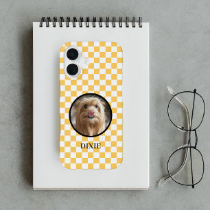 Coque iPhone 16 Jolie photo d'animal à carreaux jaunes
