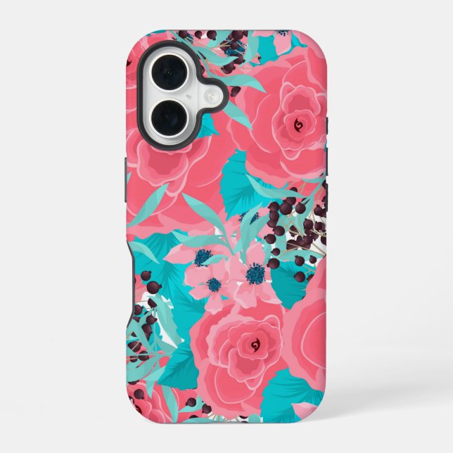 Coque iPhone 16 Jolies Fleurs Roses (Verso)