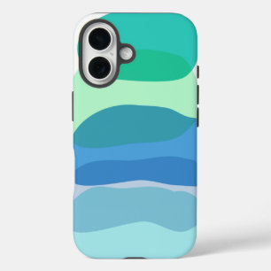 Coque iPhone 16 Jolies formes géométriques abstraites en bleu et v