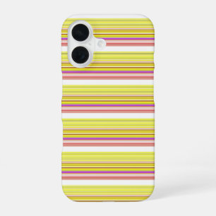 Coque iPhone 16 Jolies rayures blanches jaunes