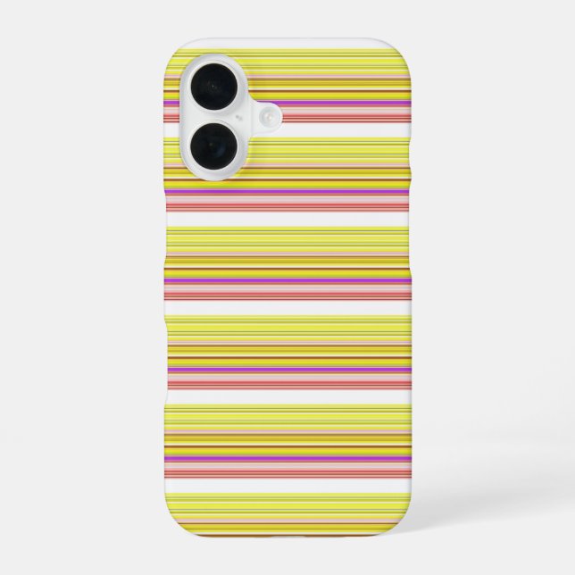 Coque iPhone 16 Jolies rayures blanches jaunes (Verso)