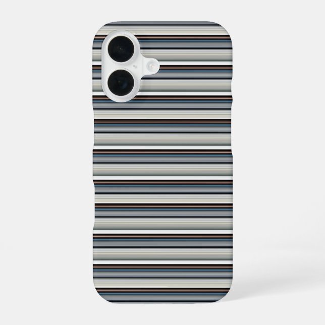 Coque iPhone 16 Jolies rayures grises blanches (Verso)