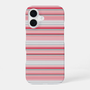 Coque iPhone 16 Jolies rayures grises rouges
